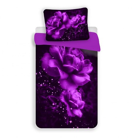 3D ložní povlečení Purple Roses